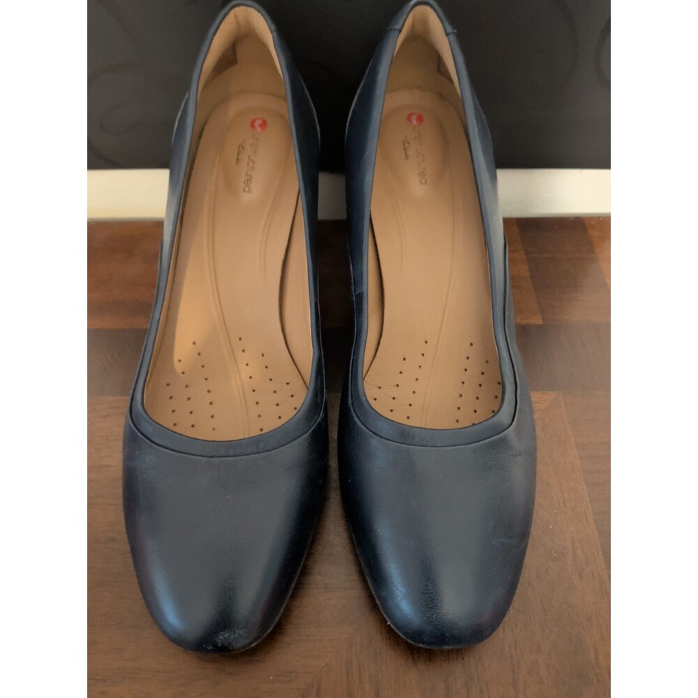 CLARKS UNSTRUCTURED WOMEN'S UN DAMSON STEP NAVY PUMPS SHOES SIZE 8